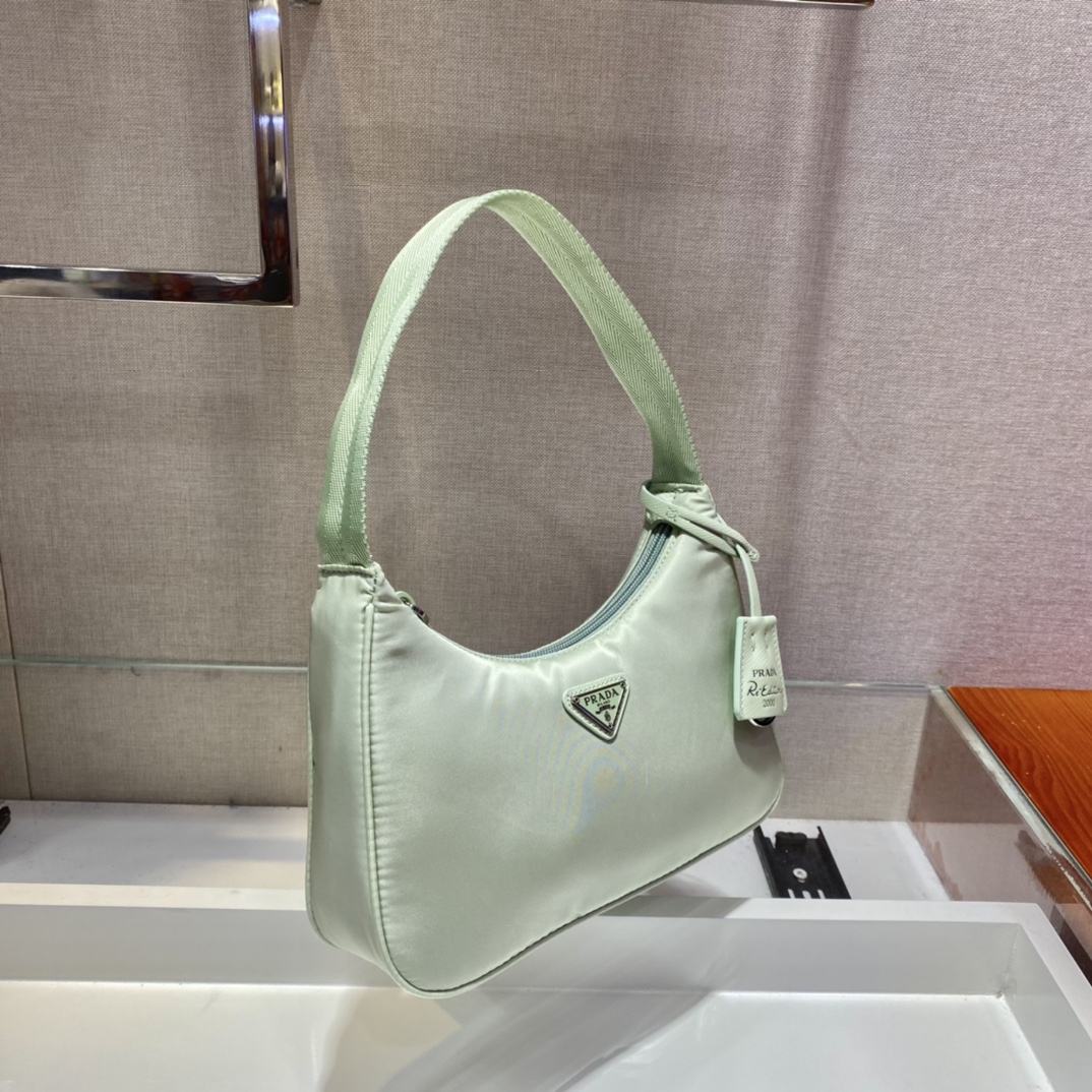 Prada Mini Re Nylon Re Edition 2000 Hobo Bag Handbag Light Green 1NE515